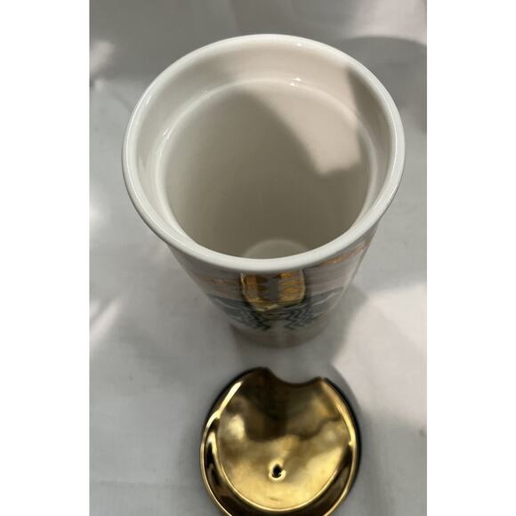 Starbucks Ceramic 2015 Mermaid Siren Golden / White 12oz Coffee Travel Tumbler - Picture 4 of 5